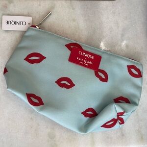 NWT CLINIQUE x kate spade Blue Cosmetic Bag